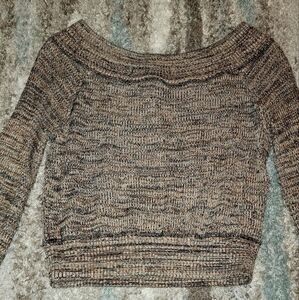 Free people size small Women's Brown Knit Sweater off the shoulder NWT